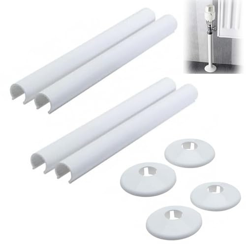 Cache Tuyau Radiateur, 8 Pièces Rosace pour Tube de Diamètre 15mm, Cache-Tuyaux de Plomberie (Blanc)