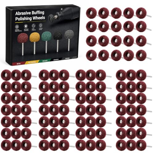 Shineboc 100 Stück 25mm Schleifscheiben Polierscheiben für Dremel | 240 Körnung 3 mm (1/8) Schaft,inkl zum Schleifen und Polieren von Metall, Holz, Radnaben