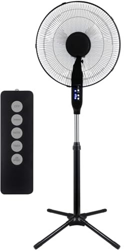 Craig TH6069, 16 Inch Oscillating Stand Fan with Remote Control, 90 Degree Oscillating Head, Adjustable Height and Tilt, Perfect for Bedroom, Office and any small to medium sized Room, NEW