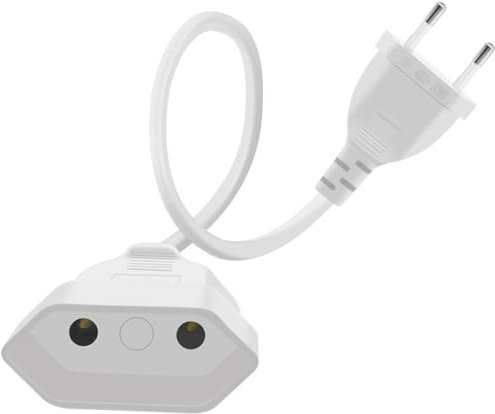 HuaLiSiJi Alargador Enchufe Europeo 2,5A 250V Cable Extension Europeo 2x0.75 mm², para Electrodomésticos, Enchufes de Carga, Televisores, Computadoras, Lámparas (Blanco, 0.3m)