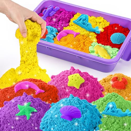 sikmcle Kit di Sabbia Modellabile - 3500g di Sabbia in 7 Colori con Scatola per Gioco Creativo per Interni (viola)