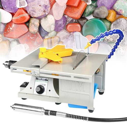 Mini Sega da Tavolo 11000 Giri/min, lucidatrice lapidaria da Roccia 850 W, Macchina tampone da banco a velocità Regolabile, Utensili per tornio Fai-da-Te con Albero Flessibile e Accessori