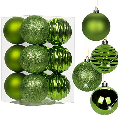 Set de 12 bolas de Navidad de 8 cm, adornos de árbol de Navidad de plástico con anilla para colgar, decoración de árbol de Navidad para bodas, festividades, fiestas, Navidad, Halloween, decoración del