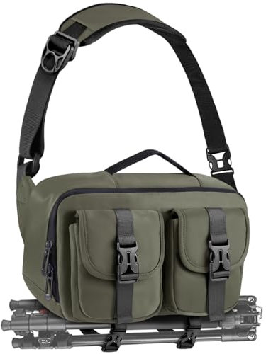 TAATOK Kamera-Schultertasche, SLR-/DSLR-Kameratasche mit Stativhalterung, wasserdichte Kamera-Schultertasche für Fotografen (Dunkelgrün)