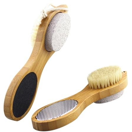 minkissy Fußschrubber für Dusche aus Bambus 2 Stück Fußdatei zur Hornhautbehandlung Entfernt Tote Haut und Hornhaut für Zuhause