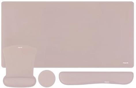 MOSISO Repose Poignet Set,Grand Tapis de Souris Gamer&Repose Poignet Clavier&Tapis de Souris&Sous-verre,Ergonomique Antidérapant Mouse Pad avec Mousse à Mémoire Maison Bureau,Brun Taupe