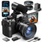 NBD Fotocamera Digitale 4K 48MP per Vlogging, Video 4K/60fps, Schermo Orientabile 3 180°, WiFi – Leggera 299g con Lente Grandangolo/Macro + Microfono (SD 32GB + 2 Batterie)