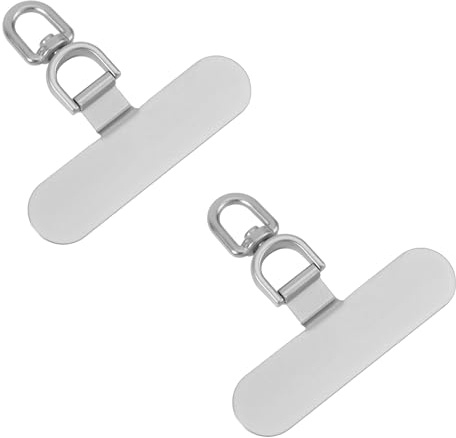 Gosknor 2pcs Universal Phone Tether Tabs, Oval Cell Phone Lanyard Patches Metal Phone Patch Stick-Free Phone Lanyard Tab for Full-Coverage Phone Cases (Silver)