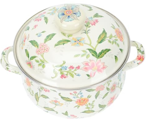 Olla de Esmalte Vintage para Estofado y Sopa, Uso Doméstico