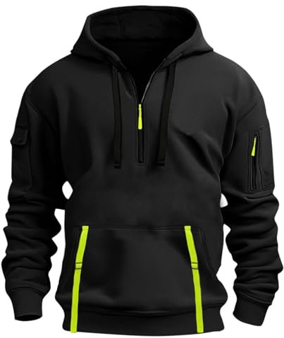Ybing Black Friday Angebote 2025 Individuell 1/4 Zip Arbeitspullover Herren Selbst Gestalten Vorne Bedruckt Hoodie Modische Sweatshirt mit Kapuze Persönlichkeit Exklusive Individualisierung