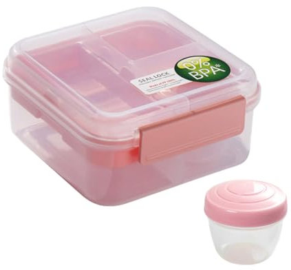 Happyaer Lonchera moderna de 2 capas con compartimento separado, con tapa segura para comidas diarias y picnics