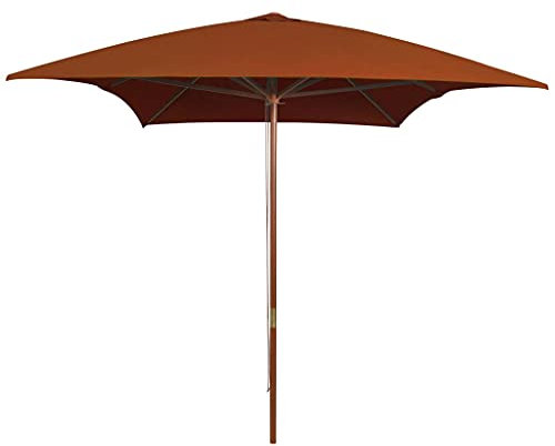 JHQHSM Ombrellone da Giardino con Palo in Legno, Ombrellone da spiaggia Decentrato Parasole Ombrelloni da esterno Adatto per Bar Giardino Spiaggia di sabbia Piscina Terracotta 200x300 cm