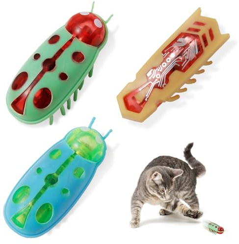 3 PCS Interaktives Katzenspielzeug Minikäfer Elektrisch Spielzeug für Katze | ertlutw Interaktive Wanze Katzenspielzeug Interaktives Elektrisches Haustierspielzeug Marienkäfer Spielzeug für Katzen