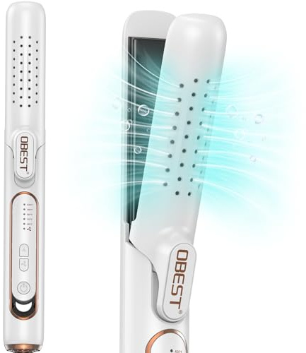 Plancha de Pelo y Rizador 2 en 1, Airflow Curler 360° y Infrarrojo, Calentamiento Rápido 30s, 5 Niveles de Temperatura, Estilizador de Doble Voltaje y Protección Contra Sobrecalentamiento