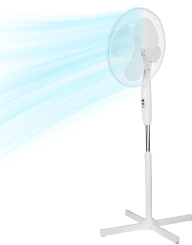 Holywarm 16 Inch Pedestal Floor Fan with Oscillating Blades, Tilted Head, 3 Speed Settings Sleek Design Perfect for Homes, Offices and Bedrooms (White)