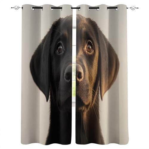 Generisch Tier Hund 3D Vorhänge Blickdicht Mit Ösen 2Er Set,Kinder Gardine Verdunkelungsgardine Für Wohnzimmer Schlafzimmer Kinderzimmer Dekoration,H 160Cm X B 100Cm,Ms427