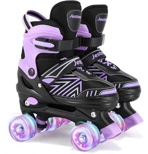 Kids Roller Skates for Girls Boys, Adjustable Roller Skates with 8 Light up Wheels for Girls Boys Youth Beginners indoor & outdoor Use (Small (UK 11-1))