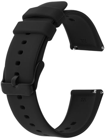 BOHUIZ Silicone Watch Bands, Quick Release Waterproof Rubber Replacement Straps with Silver Plated Stainless Steel Buckle Compatible with Smart Watch Sport Watch for Men(22mm)