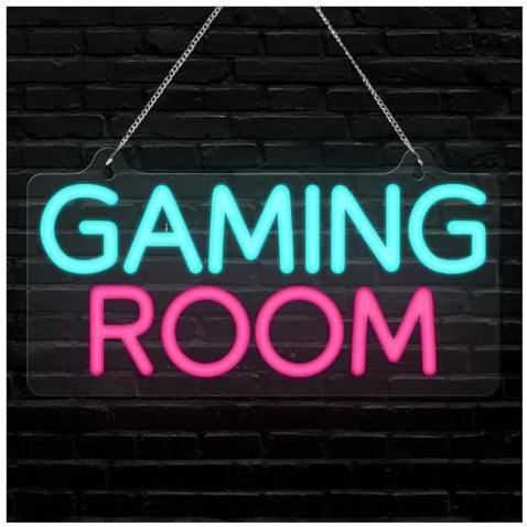 HUANTY Decoración de Fiesta con Letrero de neón Letrero De Neón Gaming Room Luces LED para Decorar La Pared De La Sala De Juegos, Ideal para Niños, Gamers, Sobrinos, Hijos Y Nietos, 31.1cmх16.4cm