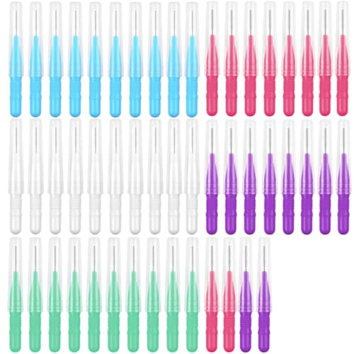 Scovolino interdentale, 50 Pezzi, Scovolino per Pulizia Denti con Coperchio, per una pulizia accurata tra i denti, per l'Igiene Interdentale mantenimento della salute orale (5 Colori)