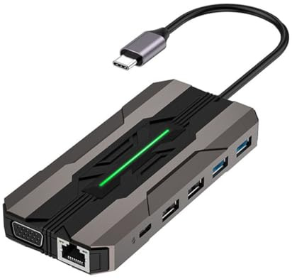 Jooehyer 13-IN-1 USB C Hub Docking Stations SD Card Reader 1000M RJ45 -Compatible HDTV VGA USB Hub 3.0 Adapter for PC Laptop Easy to Use