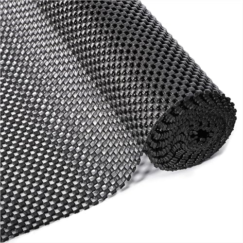Tapis Antidérapant Polyvalent 30x300cm Tapis de Protection en PVC sous-Tapis de Coussin de Sol Imperméable pour Maison Bureau Voitures Cuisine Salle de Bains, Noir