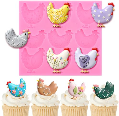 JarThenaAMCS Chicken Fondant Molds Farmhouse Animal Silicone Baking Mould for Handmade DIY Candy Chocolate Cookie Party Decor Supplies