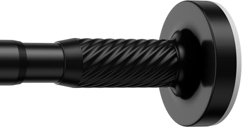 AIZESI Gardinenstange ohne Bohren, 81-158cm Ø25mm Teleskopstange, Schwarz | Verstellbare Klemmstange – werkzeuglose Montage, starker Halt, rostfrei, für Fenster, Dusche & Balkon
