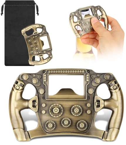 Apribottiglie per Volante da Corsa, Birra Apribottiglie con Sacchetto Regalo, Cavatappi Portatile, Regalo per Natale, Compleanno, Festa, Festa del Papà, per Donne, Uomini, Amanti della Corsa, Bronzo