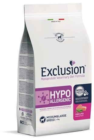 Cibo Secco per Cani Ipoallergenico Monoprotein, Maiale e Piselli, Razze Medie e Grandi, 12 kg
