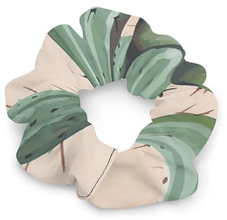 Watercolor Green Cactus Satin Scrunchies for Hair Sleep, Soft Hair Ties for Women Fashion Hair Bands for Frizz & Breakage Curly Hair, Elastics Hair Care Ponytail Holder No Damage