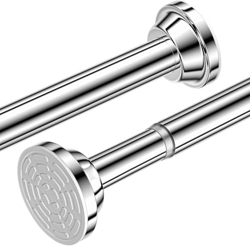 Zourglow Barre Rideau Douche Sans Percage, Extensible Tringle Rideau 70 à 195cm, Antirouille et Antidérapante Acier Inoxydable, Tringle à Rideaux de Douche pour Salle de Bain, Penderie, Fenêtre