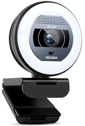 NexiGo N930E Pro, 4K Webcam with Ring Light, PDAF Autofocus, 1080P@60FPS, Dual Noise-Canceling Mics, Built-in Privacy Shutter, Web Cam for Streaming, Meeting, Gaming