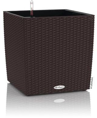 Lechuza Vaso fioriera Cube Cottage 40x40 H40 con Auto irrigazione Caffé