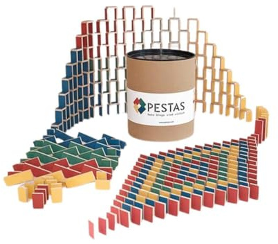 PESTAS Domino-Steine: 500 nachhaltig, ökologisch und fair produzierte Bausteine aus Birken-Holz. Durchdacht bis ins Detail, für Kinder (und Eltern) die richtig gutes Spielzeug lieben.