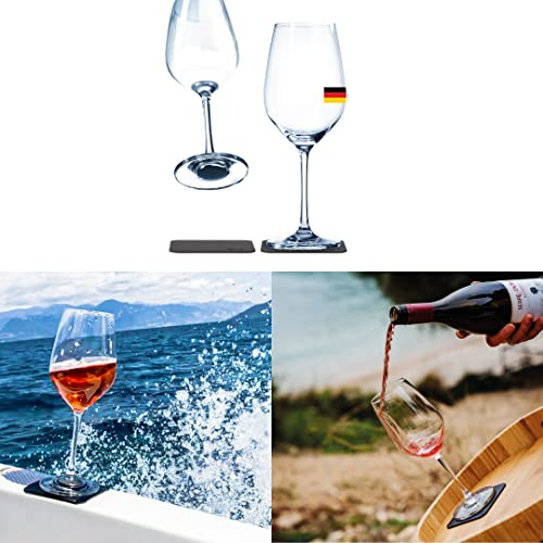 silwy® Magnetgläser, feine Kristallgläser mit perfekt integrierten Magneten und metallischen Nano-Gel-Untersetzern (Wein // 0,25 Liter)