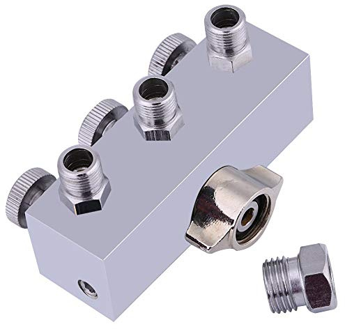 3-Wege-Airbrushschlauch Adapter Splitter 1/20,3 cm weiblich auf 1/10,2 cm männlich, Edelstahl