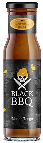 Black BBQ Mango Tango Feinkostsauce | Grillsauce für Fleisch, Fisch & Gemüse | Marinade | Dip | Burger Sauce | Hamburger Sauce | BBQ Sauce | fruchtig, leicht scharf