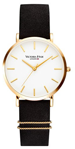 VICTORIA HYDE Armbanduhr Schlicht Damen Uhren Analog Quarz Damenuhr mit Silber Gold schwarz Lederarmband