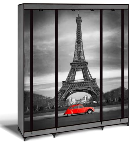 IDMarket - Armoire de Rangement penderie Pliable vêtements en Tissu Paris Dressing XXL