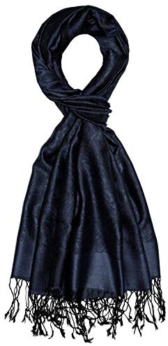 Lorenzo Cana Herren Schal 70% Seide 30% Viskose Damast Paisley Muster Schaltuch 70 x 190 cm zweifarbig Schal Herrenschal Herrentuch Navy 7862211