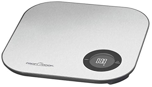 Profi Cook Bluetooth-Küchenwaage PC-KW 1158 BT (Analyse der Zusammensetzung von Lebensmitteln via kostenloser App, Edelstahl), 21, 5 x 1, 2 x 21, 5 cm