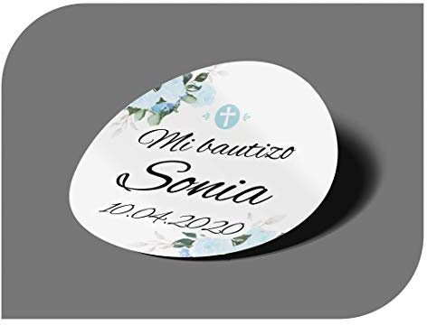 CrisPhy personalisierbare Aufkleber zur Kommunion oder Taufe mit Namen und Datum, Aufkleber für Einladungen zur Hochzeit, Verlobung, Geburtstag, Party, Vintage, Stempel
