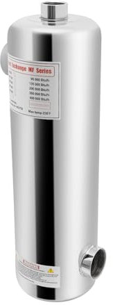 Pool-Wärmetauscher Schwimmmbadwärmetauscher Pool 60Kw Schwimmbad Heizung Schwimmbadheizer Edelstahl Schwimmbadwärmetauscher für Poolsystem, 250 L/Min Poolwasserdurchfluss 30L/Min Heißwasserfluss