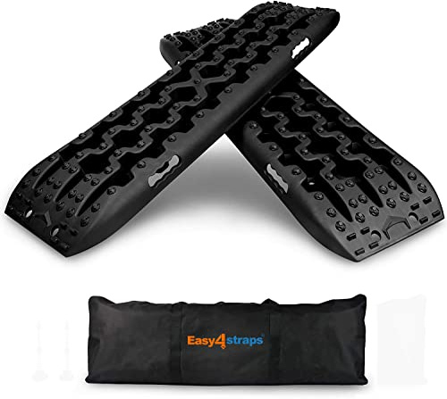 Autofonder 2 x 4 Traktionsplatten 10t Recovery Track Off Road Grip Winter Boards Sand (schwarz)