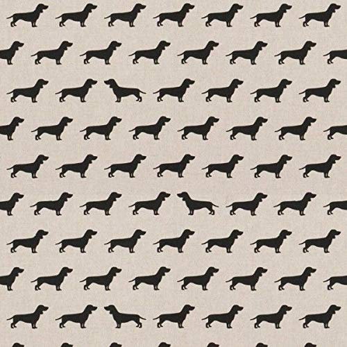 Thimbles Fabrics Stoff mit Dackel-Motiv, schwarz, Baumwolle, Leinen, für Vorhänge, Jalousien, Basteln, Quilten, Patchwork & Polstermöbel, 140 cm breit, Meterware