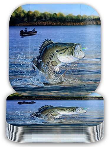 Havercamp Fishing Paper Dinner Plate (9, Square, Paper Plates) Gone Fishin' Party Collection (9 in. Plates - 24 pcs.)