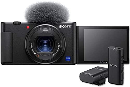 Sony Vlog-Kamera ZV-1 (Digitalkamera, 24-70mm, seitlich klappbares Selfie-Display für Vlogging & YouTube, 4K Video) + Mikrofon