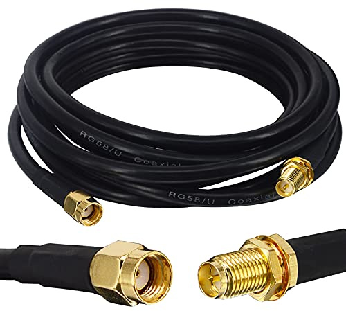 Boobrie Verbessert SuperFlex RG58 3M RP-SMA-Stecker auf RP-SMA-Buchse Kabel mit geringem Verlust RPSMA-Extender für 4G-WLAN-Antenne WLAN-Router Hotspot