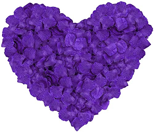 Happium 1000 Pieces Rose Petals, Artificial Silk Flowers Petal Romantic Decorations, Emulation Ros for Wedding Decoration, Valentine's Day, Confession Decoration (Purple)